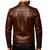 Men's genuine brown leather classic design casual biker jacket