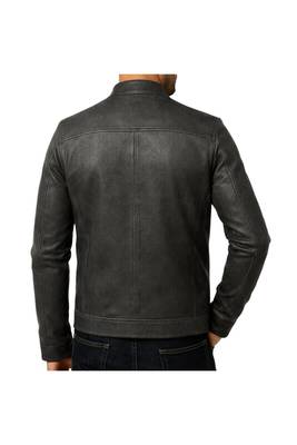 Men's black genuine leather premium finish biker jacket 2