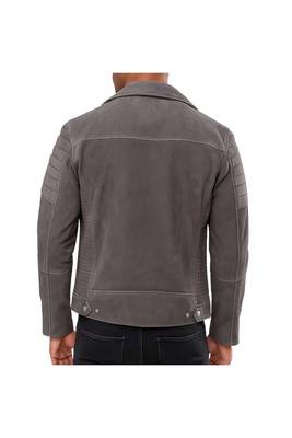 Men's grey suede leather everyday wear biker jacket 2