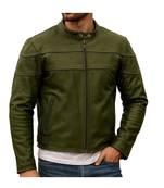 Men's olive green suede leather fashion outerwear casual biker jacket