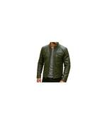 Men's olive green genuine leather casual style biker jacket