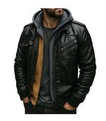 Men's black lambskin leather vintage style moto biker jacket