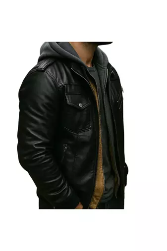Men's black lambskin leather vintage style moto biker jacket