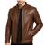 Men's brown leather modern fit real lambskin casual jacket
