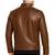 Men's brown leather modern fit real lambskin casual jacket