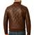Men's brown soft genuine leather handcrafted bomber quilted jacket