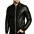 Men's black soft genuine leather tailored look bomber quilted jacket