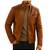 Men's tan genuine leather street casual style daily wear jacket