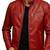 Men's red genuine leather street style casual daily wear jacket