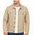Men's beige genuine leather minimal design button style trucker jacket