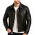 Men's black leather premium quality soft genuine button style jacket