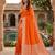 Orange soft silk blend saree with zari weaving meenakari design