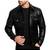 Men's black leather iconic look soft genuine button style jacket