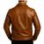 Men's brown leather iconic look real genuine button style jacket