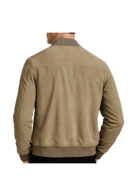 Men's beige suede leather daily wear genuine bomber jacket 2