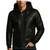 Men's genuine black leather signature look hoodies jacket