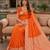 Orange soft silk blend saree with zari weaving meenakari design