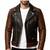 Men's brown& black leather fashion outerwear moto biker jacket