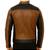 Men's brown & black genuine leather fashion outerwear biker jacket