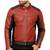 Men's red & black lambskin leather fashion outerwear biker jacket