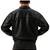 Men's black genuine leather modern fit 80's style elastic jacket