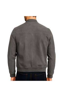 Men's gray suede genuine leather premium quality bomber jacket 2