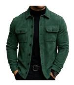 Men's green suede leather premium quality button style jacket