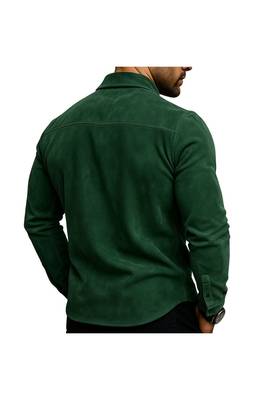 Men's green suede leather premium quality button style jacket 2