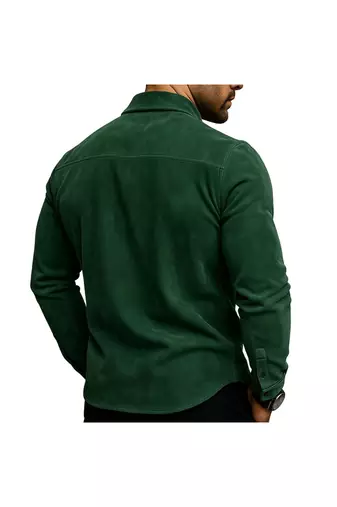 Men's green suede leather premium quality button style jacket