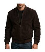 Men's black suede genuine leather premium quality bomber jacket