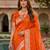 Orange soft silk blend saree with zari weaving meenakari design