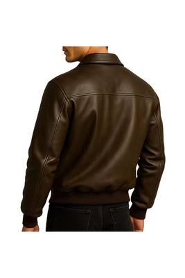 Men's brown real genuine leather premium quality bomber jacket 2