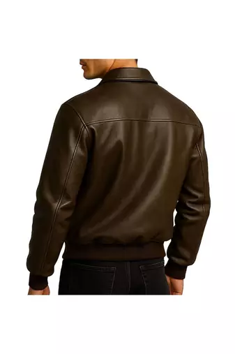 Men's brown real genuine leather premium quality bomber jacket