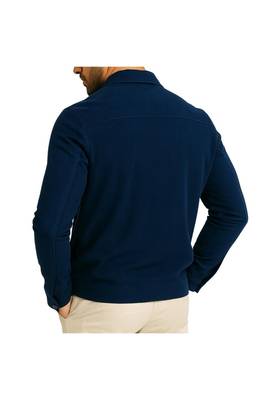 Men's navy blue suede leather signature look genuine bomber jacket 2