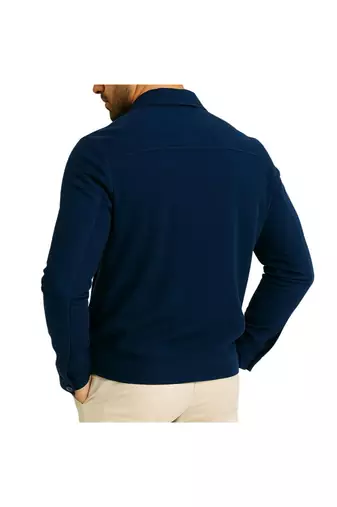 Men's navy blue suede leather signature look genuine bomber jacket