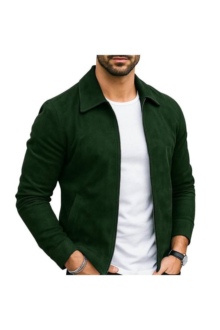Men's black suede lambskin leather classic design bomber jacket