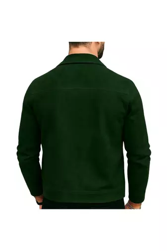 Men's black suede lambskin leather classic design bomber jacket