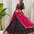 Traditional Black Navratri Lehenga Choli with Mirror Work and Contrast Rani Pink Dupatta