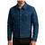 Men's blue suede leather casual button style trucker jacket