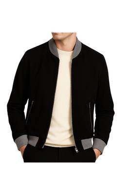 Men's black suede leather bomber jacket vintage style 1