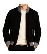 Men's black suede leather bomber jacket vintage style