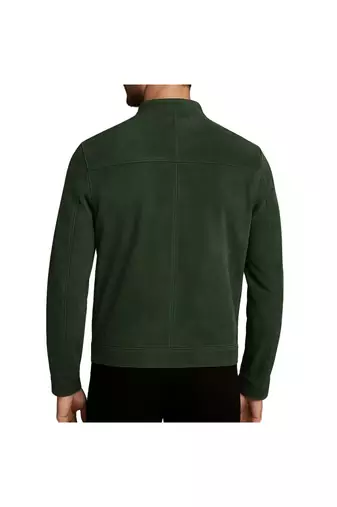 Men's olive green leather biker jacket handcrafted