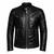 Men's genuine black leather biker jacket street style