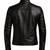 Men's genuine black leather biker jacket street style