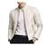 Men's white leather timeless style real genuine biker jacket