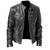 Men's black genuine leather biker minimal design jacket