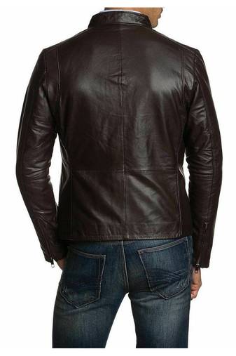 Men's black leather iconic look genuine smart casual jacket