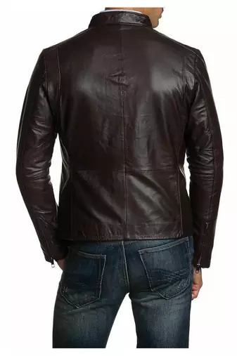 Men's black leather iconic look genuine smart casual jacket