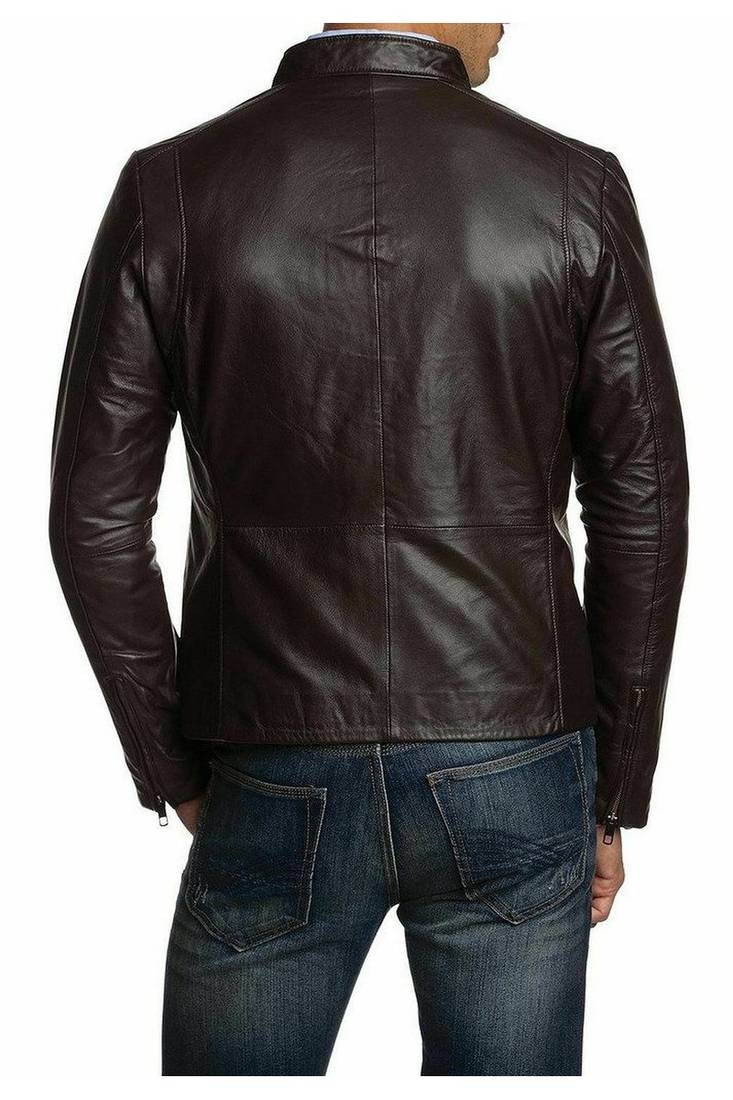 Men's black leather iconic look genuine smart casual jacket