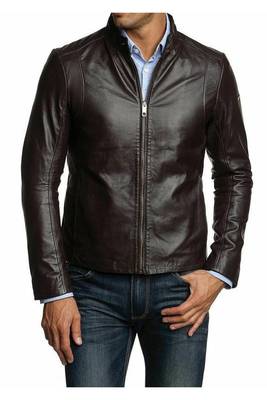 Men's black leather iconic look genuine smart casual jacket 2